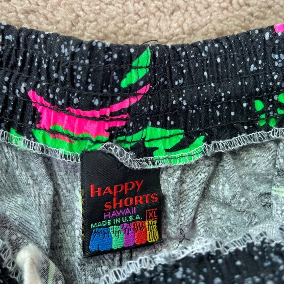 Happy Gecko Shorts Mens S Lizard Neon 90s Beach Pool Swim Trunks 6” Vintage - Picture 3 of 7